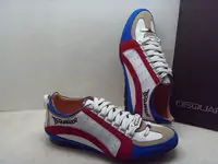 chaussures dsquared hommes new style 2013 sept cuir rouge bleu